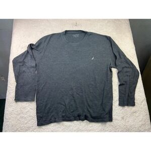 Nautica Sleepwear Shirt Mens Large Gray Long Sleeve Crewneck Lounge Top Logo